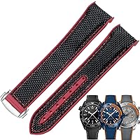 20mm 22mm Watch Bracelet for Omega 300 SEAMASTER 600 Planet Ocean Folding Buckle Silicone Nylon Strap Watch Accessories Watch Band (Color : Black Red Silver, Size : 20mm)