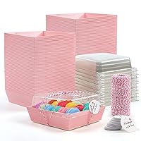Cake Boxes Take Out Boxes Bakery Boxes,100 Pack Charcuterie Boxes Paper Food Containers to Go Pink Cake Boxes,Pink Bakery Boxes for Cake Packaging, Desserts, Pastry, Cupcakes