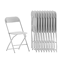 Flash Furniture Hercules Series Plastic Folding Chair - White - 10 Pack 650LB Weight Capacity Comfortable Event Chair-Lightweight Folding Chair