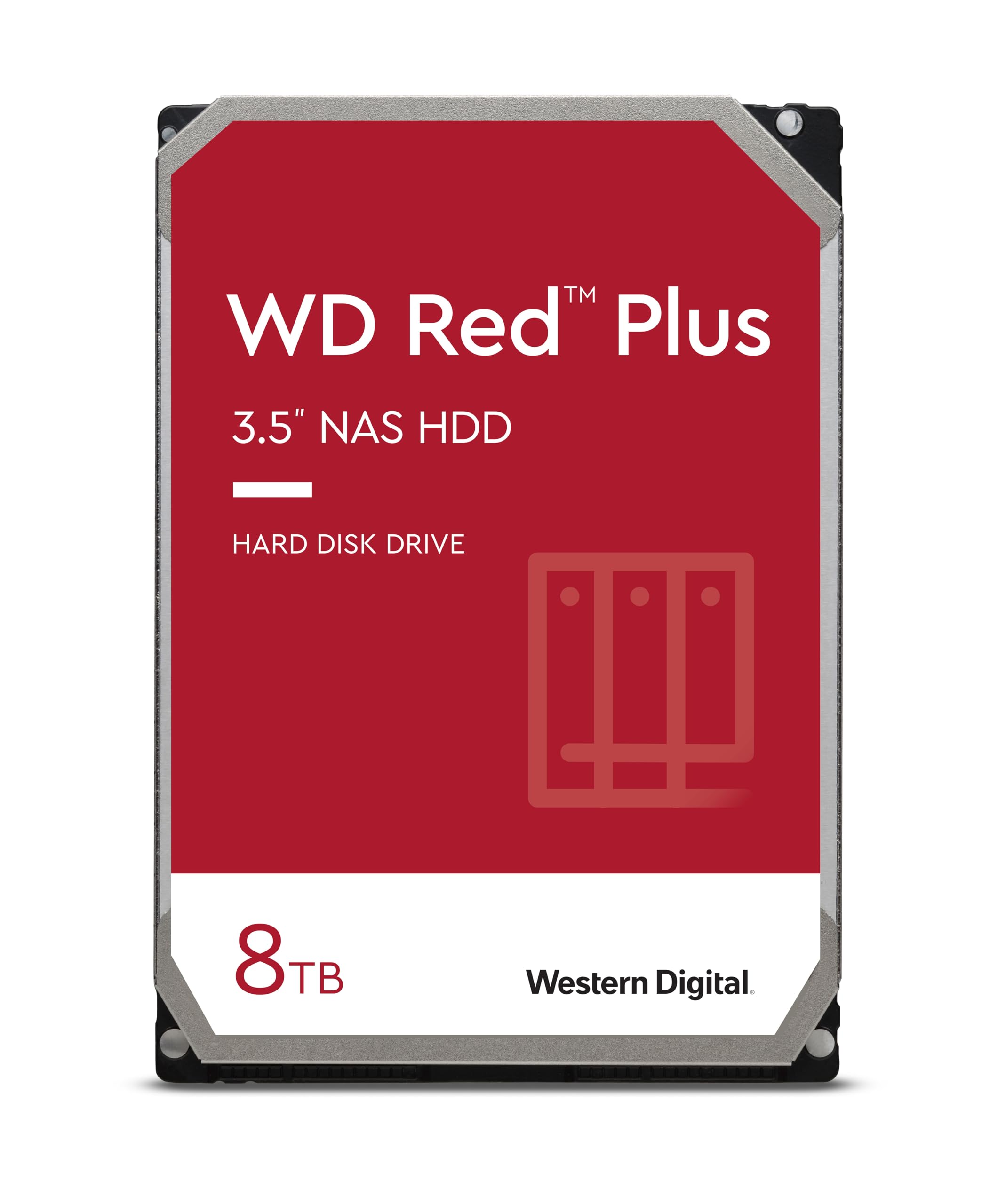 Western Digital 8TB WD Red Plus NAS Internal Hard Drive HDD - 5640 RPM, SATA 6 Gb/s, CMR, 256 MB Cache, 3.5