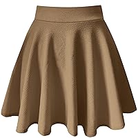 Women's Casual Basic Skirts Mini Flared Skater Stretchy A-Line Party Skirts with Shorts