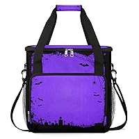 Halloween Bat Purple Coffee Maker Carrying Bag Compatible with Single Serve Coffee Brewer Travel Bag Waterproof Portable Storage Toto Bag with Pockets for Travel, Camp, Trip