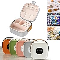 Mini Travel Size Jewelry Box, Small Jewelry Organizer Box with Handle, Little Toolbox Jewelry Storage Case for Earring Necklace Rings, Portable Jewelry Case for Girls & Womens (Grey)