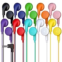 10 Pack Multi Color Kid's Wired Earphone Headphones, Individually Bagged, Disposable Earphones Ideal for Students in Classroom Libraries Schools, Bulk Wholesale