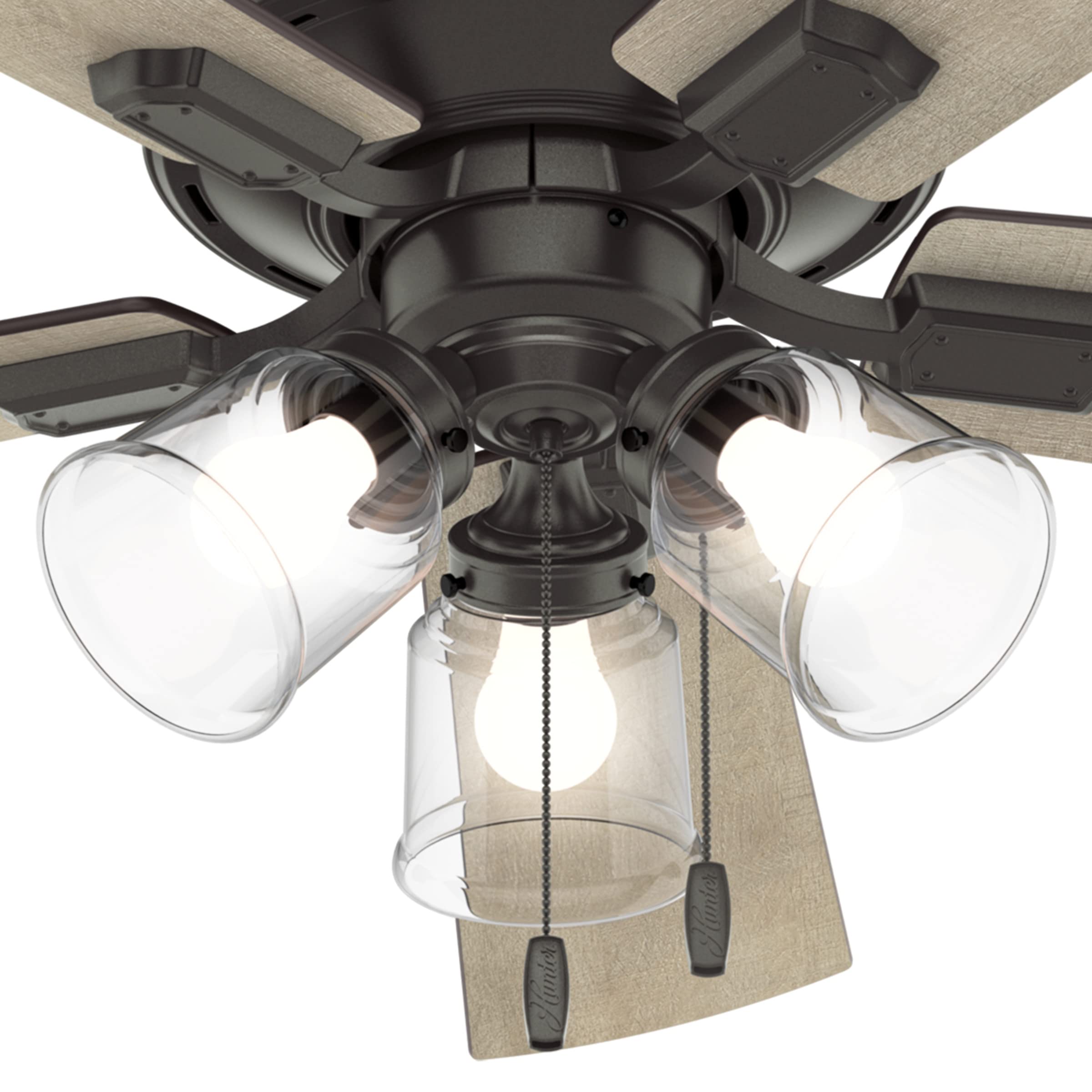 Hunter Crestfield Indoor Low Profile Ceiling Fan with LED Light and Pull Chain Control, 52