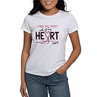 CafePress Miss My Mom with All My Heart Breast Cancer Women Womens Classic Crew-Neck Soft Graphic T-Shirt