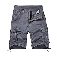Twill Cotton Cargo Shorts for Men, Men's Casual Hiking Shorts Big and Tall Regular Short Stretch Cotton Shorts with No Belt