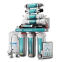 NU Aqua 7-Stage Alkaline & UV Under Sink Reverse Osmosis Water Filter System - Booster Pump - 100 GPD RO Filtration & Remineralization - Faucet & Tank - 100GPD Undersink Home Kitchen Drinking Purifier