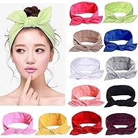 12pcs Solid Color Headbands for Women Headwraps Hair Bands with Bows Cotton Stretchy Head Bands for Women's Hair Accessories Fashion Sport Bandana