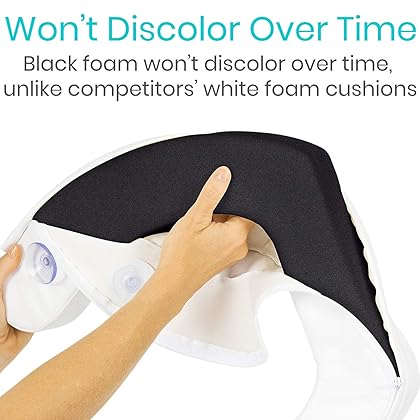 Vive Toilet Seat Cushion (Soft Cushioned Foam) - Easy Clean Soft Padded Bathroom Attachment - Elongated, Standard Seats - Comfort and Support Donut for Handicap, Adults, Coccyx Tailbone Pain Relief