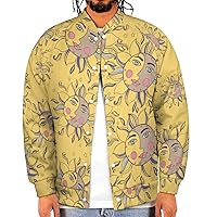 Sun Flowers Men's Bomber Jacket Lightweight Casual Baseball Coats Streetwear With Pocket