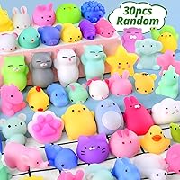 30Pcs Mochi Squishy Toys Kids Party Favors Mini Kawaii Squishies Stress Relief Toy Treasure Box Classroom Prizes Valentines Gifts Easter Egg Fillers Goodie Bag Stocking Stuffers for Boys Girls