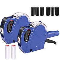 Price Gun Machine, 2 Packs MX5500 Pricing Tag Guns with 10,000 Label Stickers & 6 Extra Ink Rollers, Price Gun with Labels for Retail, 8 Digits Label Maker Perfect for Yard Sale and Business
