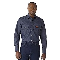 Wrangler Mens Riggs Workwear Flame Resistant Western Long Sleeve Two Pocket Snap Shirt