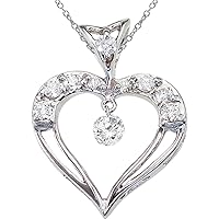 14K White Gold Dashing Diamond Heart Pendant (Chain NOT Included)