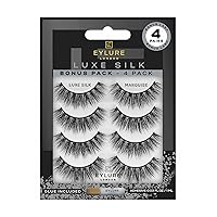 Eylure False Lashes, Luxe Silk Marquise with Adhesive Included, 3 Pair Black