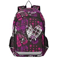 ALAZA Checkered Hearts with Stars Business Travel Hiking Camping Rucksack Pack