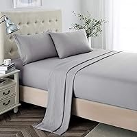 Lanest Housing Full Size Sheets,2400 Thread Count Soft Deep Pocket Microfiber Sheets, 4 Pieces Light Grey Bedding Sheets & Pillowcases