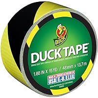 Duck Brand 283972 Printed Duct Tape, Single Roll, Black/Yellow Stripes