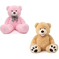 MorisMos Giant Teddy Bear Stuffed Animals, one 39 Inch Brown Bear and one 39 Inch Pink Bear