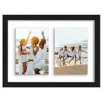 Americanflat 10x14 Collage Frame in Black - Use as Two 5x7 Picture Frames with Floating Effect or One 10x14 Picture Frame - Slim Molding Photo Frame with Engineered Wood and Shatter-Resistant Glass