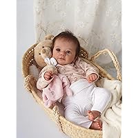 Angelbaby Lifelike 19inch Reborn Baby Doll Girls Soft Silicone Perfectly Cute Real Life Newborn Bebe Doll with Rooted Hair Life Size Realistic Fake Babies Cloth Body Like Real Baby Doll for Kids