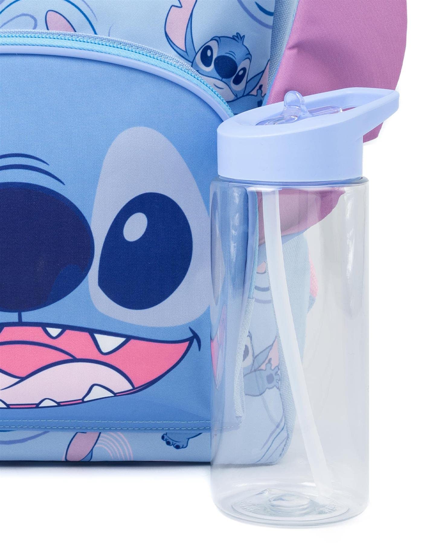 Disney Lilo And Stitch 4 Piece Backpack Girls | Kids Boys Alien Character 3D Ears Rucksack Lunch Bag Pencil Case And Water Bottle | Back to School Bag Gifts