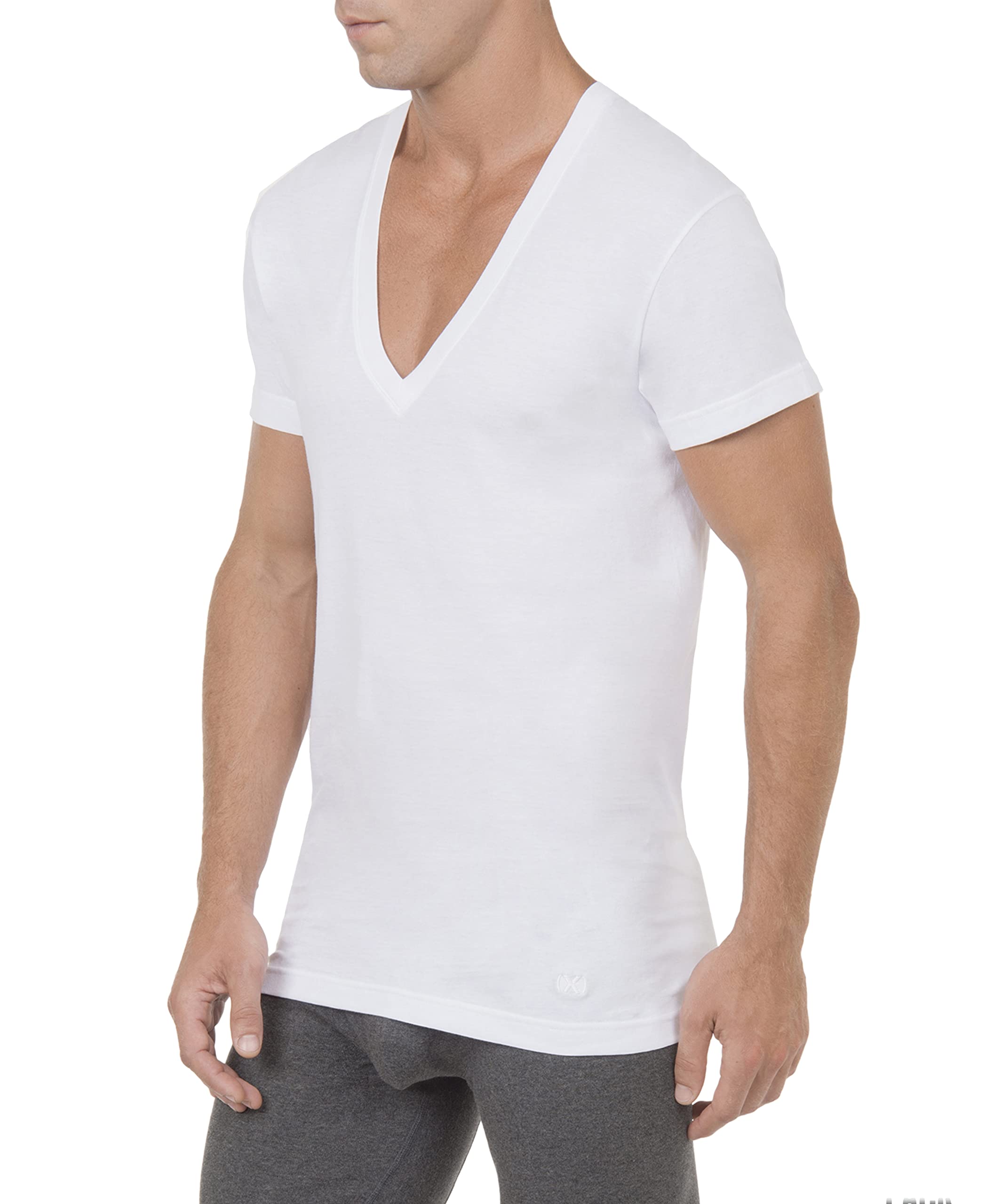 2(X)IST Men's Cotton Slim Fit Deep V Neck T-Shirt Multipack