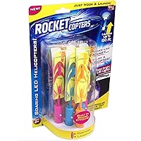 Rocket Copters Slingshot LED Light Up Helicopters, 6 Copters and 3 Launchers - As Seen on TV for Unisex Children