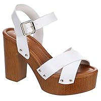 April - Women's Faux Wooden High Heeled Platform Dress Sandals