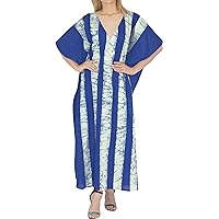 LA LEELA Women's Summer Batik Caftan Loungewear House Dashiki Dress Kaftan Nightshirts for Women Sleepwear Plus size