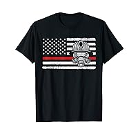 Firefighter American Flag Thin Red Line Patriotic Fireman T-Shirt