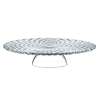 Nachtmann Bossa Nova Collection Crystal Chip & Dip/Cake Plate, Use as a Cake Stand, or Serving Platter with Attached Bowl, Glass, Round, 13-Inch, Dishwasher Safe