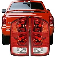Tail Lights Compatible With 2002 2003 2004 2005 2006 Dodge Ram 1500 2500 3500 Pickup; Rear Brake Lamps; Does not include the Bulbs (Driver Side+Passenger Side)