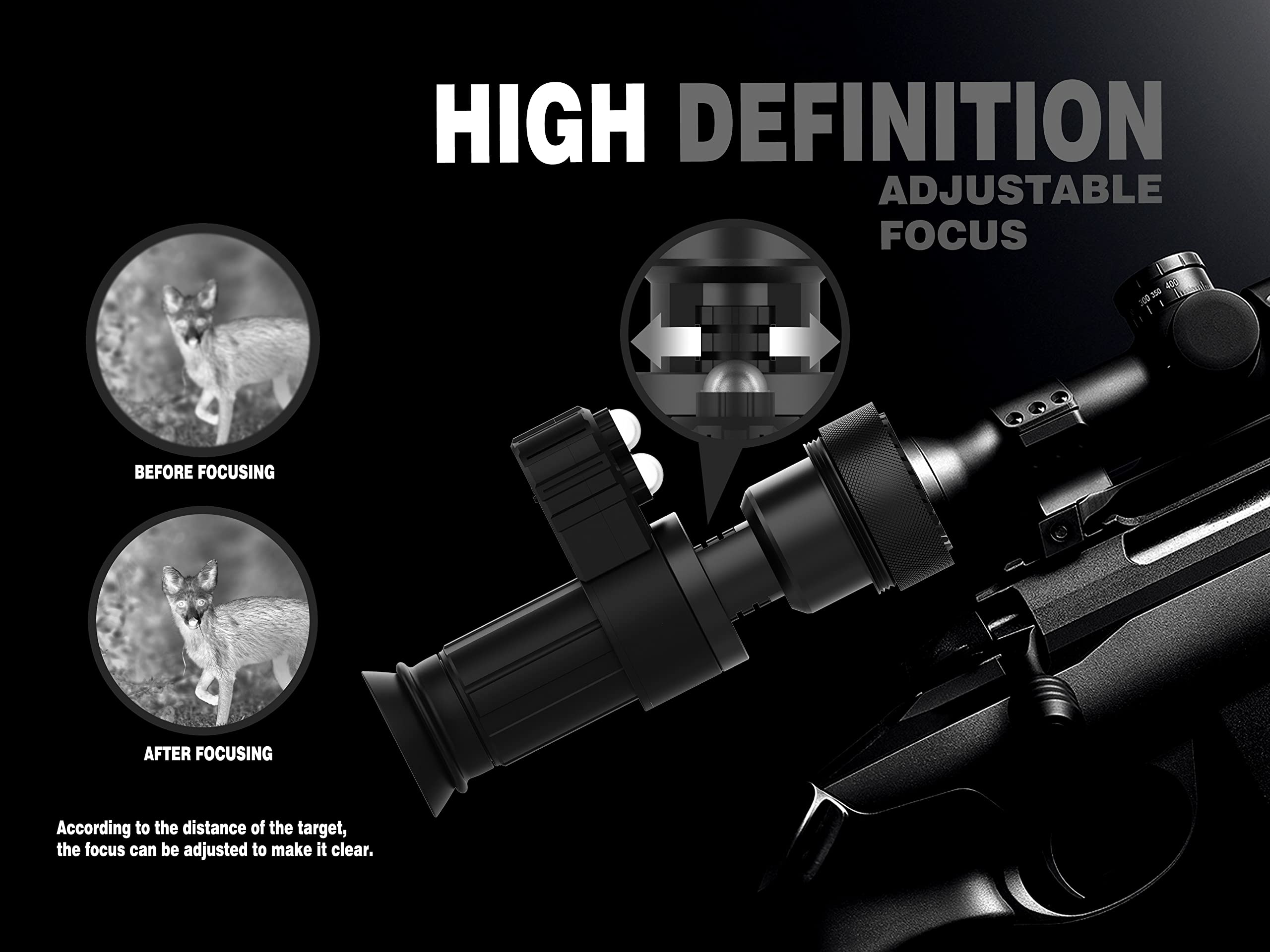 Digital Night Vision Rifle Scope, 1.54 inch Screen, Optical Aiming, monocular sightmark, Suitable for All Black Outdoor Hunting Environment