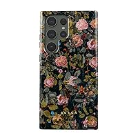 BURGA Phone Case Compatible with Samsung Galaxy S23 Ultra - Hybrid 2-Layer Hard Shell + Silicone Protective Case -Cherries Blossom Floral Print Pattern Vintage - Scratch-Resistant Shockproof Cover