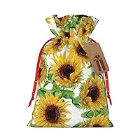 NEZIH Yellow Sunflowers Print Xmas Drawstring Gift Bags Xmas Favor Bags Christmas Presents Party Supplies Favors
