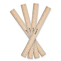 Rulers 4 Pack - Rulers 12 Inch, Wood Ruler with Metal Edge Great for School, Classroom, Home, and Office