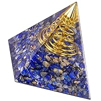 TUMBEELLUWA 2” Healing Crystal Stone Orgone Energy Pyramid Generator Healing Quartz Stone for Yoga Meditation Protection Home Office Decoration, Lapis Lazuli