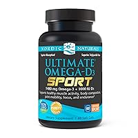 Ultimate Omega-D3 Sport, Lemon - 60 Soft Gels - 1480 mg Omega-3 + 1000 IU Vitamin D3 - NSF Certified - Supports Muscle, Bones, Focus & Endurance - 30 Servings