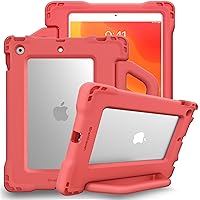 Brenthaven Edge Bounce Case Fits iPad 9th | 8th | 7th Generation (10.2-inch) Kids Carry Stand Protective Cover - Durable, Slim, Lightweight and Drop Tested Touch ID Compatible - Coral Pink
