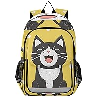 ALAZA Cute Cats Polka Dots Backpack Bookbag Laptop Notebook Bag Casual Travel Daypack for Women Men Fits15.6 Laptop