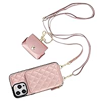 Bocasal A Stylish Crossbody Wallet Case for iPhone 15 Pro Max + A Slim Leather Case for AirPods Pro