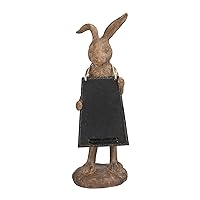 Creative Co-Op Rabbit Holding Working Chalkboard Figures and Figurines, Brown