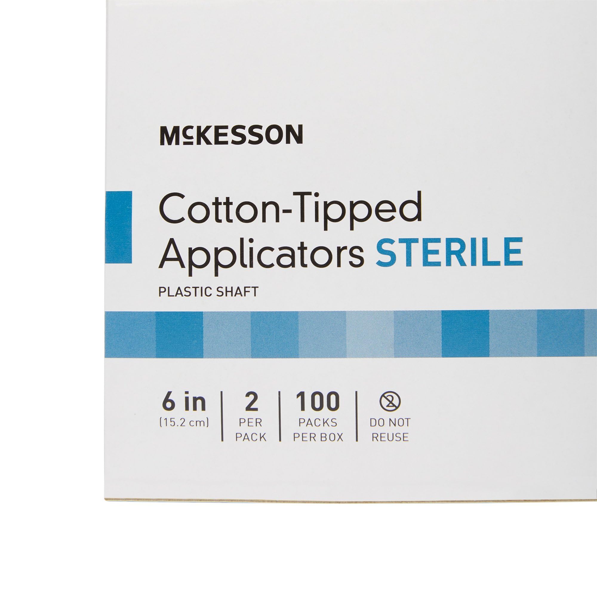 McKesson Cotton Tipped Swabs, Sterile, Individually Wrapped 2-Packs, Plastic Handle Applicator Swabsticks, 6 in, 2 Count, 100 Packs, 200 Total