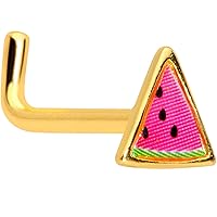 Body Candy Anodized Steel L Shape Nose Ring Fruit Watermelon Nose Stud Body Piercing Jewelry 5/16