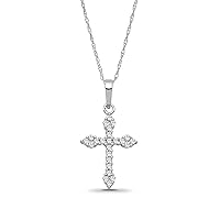 ARAIYA FINE JEWELRY 14K Gold Diamond Cross Pendant with Gold Plated Silver Rope Chain Necklace (1/4-1 cttw, I-J Color, I2-I3 Clarity), 18