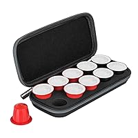Travel Carrying Case Compatible with Nespresso OrignalLine Capsules, Accessory for Portable Espresso Maker Protective Coffee Pods Holder with Foam PU Material Hold 10 Pods（black）