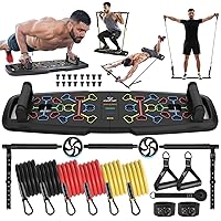 Push Up Board, Foldable Workout Board for Upper Body Push Up Strength Training, Portable Home Gym Resistance Band Board with 16 Gym Accessories for Full Body Workout