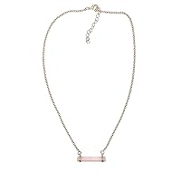 Natural Pink Crystal Bar Pendant Chain Necklace Women Girls Choker Gift
